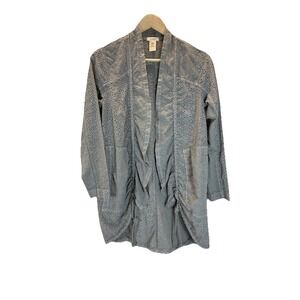 Sundance Moonlight Eyelet Jacket Womens SM Gray Coverup‎ Kimono Ruching Bohemian